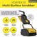 Tornado Vortex 13 Multi-Surface Scrubber with specifications on a yellow background