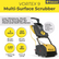 Vortex multi-surface scrubber with features and cleaning capabilities on a yellow background