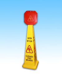 "Wet Floor" Sign 4-Sided Billingual (Spanish-English)
